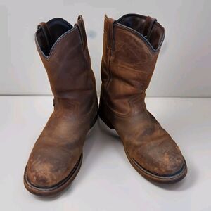 Justin Worker Boots Mens 11.5 EE Brown Steel Toe Wyoming Leather WK4981